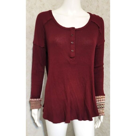 NWT - Paper Crane by Anthropologie Thermal Top with Sweater Cuff - Size S - Picture 1 of 13